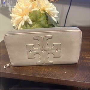Tory Burch Light Tan Zip-Around Wallet